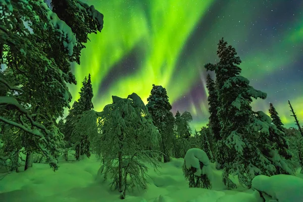 Aurores boréales en Laponie Finlandaise — Photo