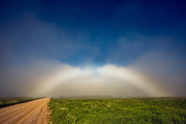Редкий белый Rainbow Fogbow возле тропы — стоковое фото