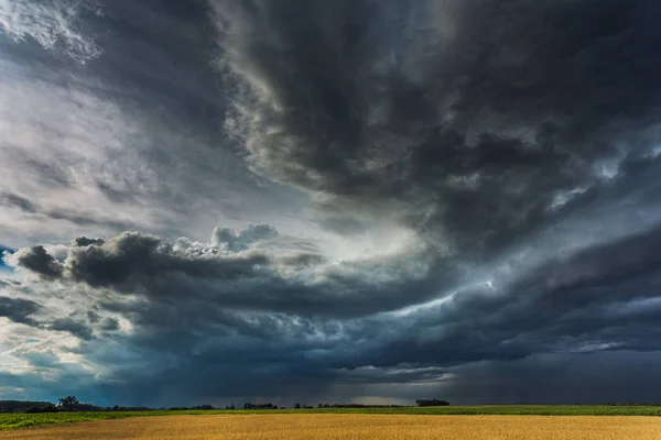 Storm clouds with shelf cloud and intense rain — Stock Photo, Image