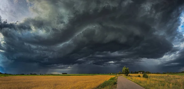 Storm clouds with shelf cloud and intense rain — Stock Photo, Image