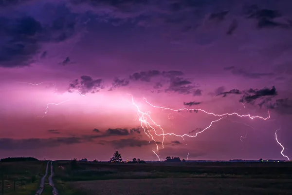 CLose up with lightning with dramatic clouds composite image . Night thunder-storm — Stock Photo, Image