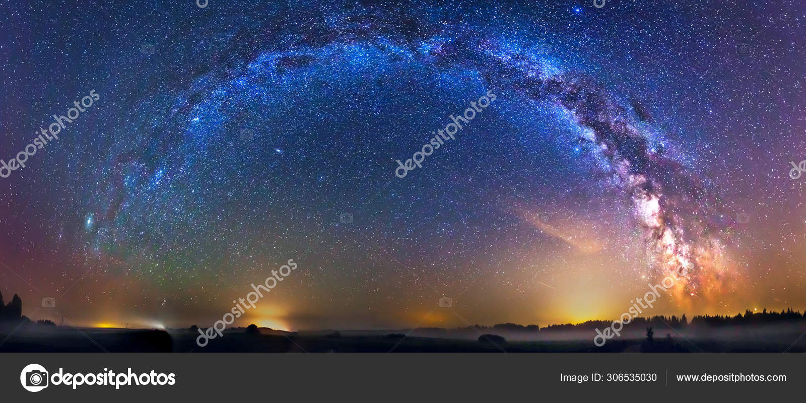 Paysage Avec La Galaxie De Voie Lactée En Lituanie