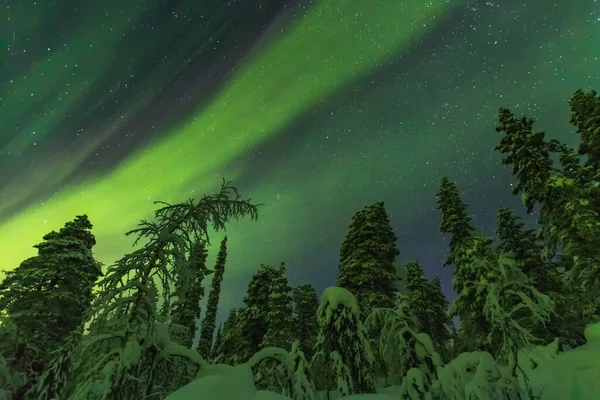 Northern lights in Finish Lapland, winter views — Stock Photo, Image