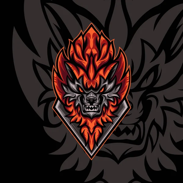 Lobo Fuego Poderoso Para Mascotas Juegos Logotipo Otros — Vector de stock