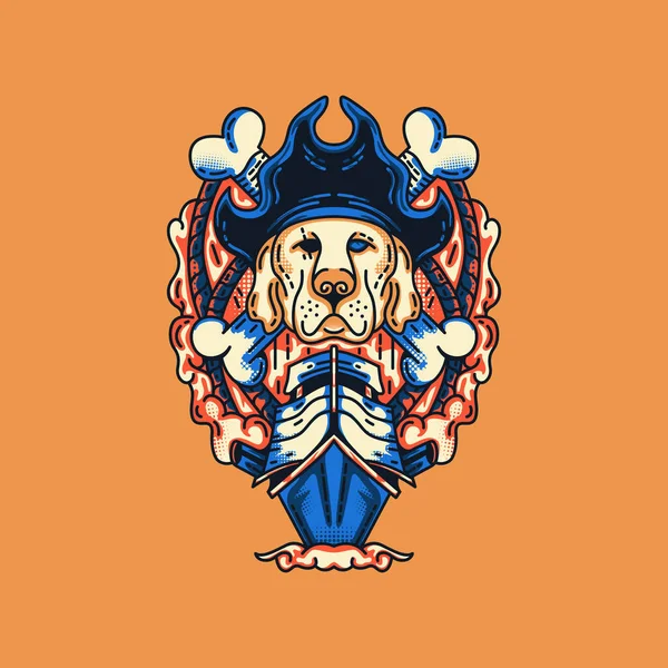 Pirate Dogs Ilustración Para Mercancías Ropa Otros — Vector de stock