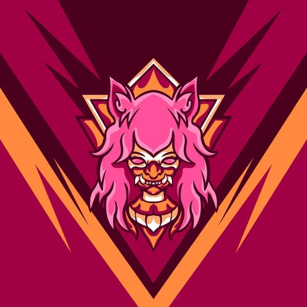 Pink Devil Player Para Mascota Del Juego Signo Símbolo Otro — Vector de stock