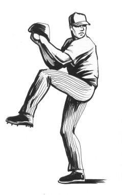 Mürekkep siyah ve beyaz bir oturma kedi çizim