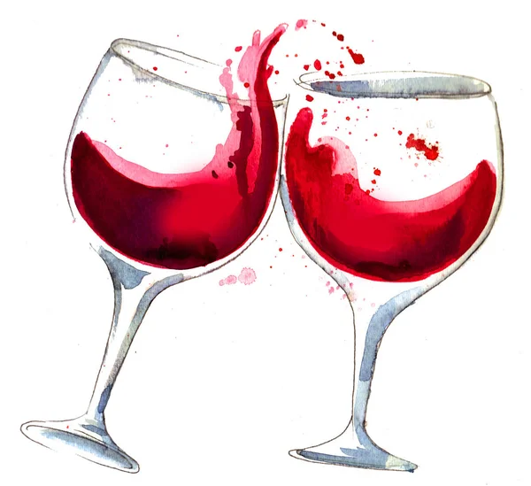 Gläser Mit Rotwein Auf Weißem Hintergrund — Stockfoto
