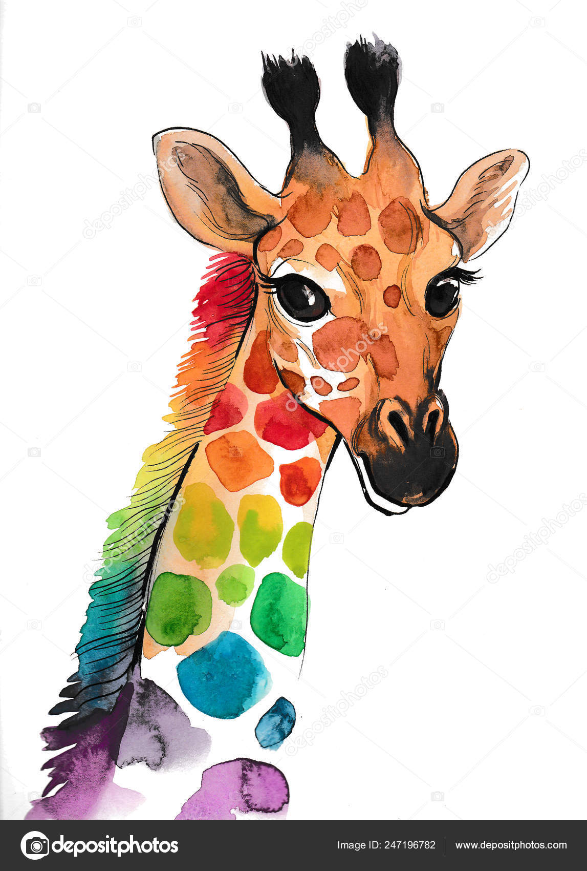 色彩斑斓的长颈鹿画