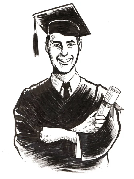 Szczęśliwy Absolwent Dyplomem — Zdjęcie stockowe
