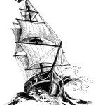 水墨画 船のモノクロ作品 depositphotos_262800310-stock-