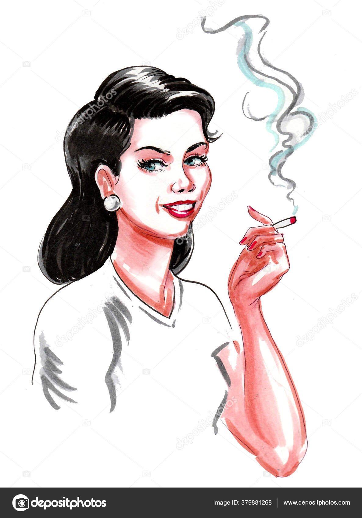 Girl Smoking Drawing