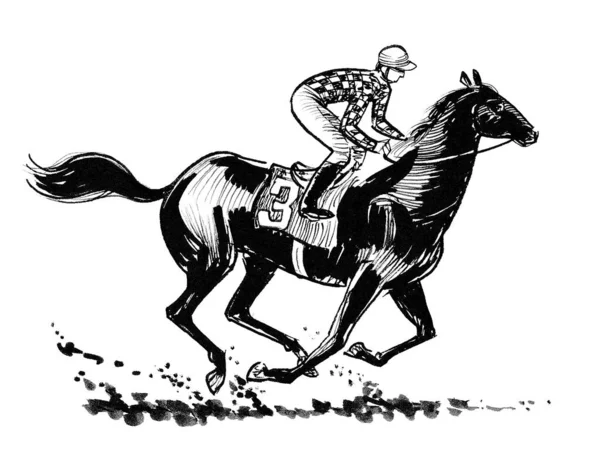 Corrida Cavalos Desenho Tinta Aquarela — Fotografia de Stock