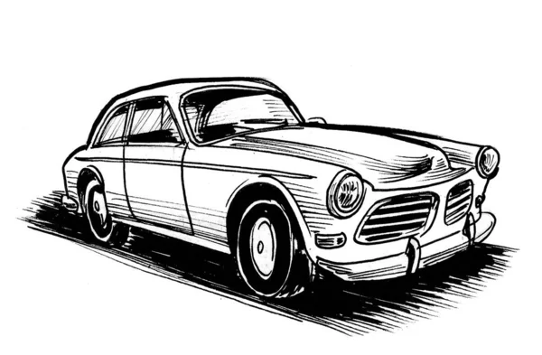 Automóvel Antigo Tinta Desenho Preto Branco — Fotografia de Stock