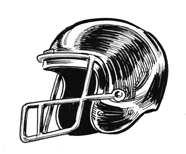 Casco Football Americano Inchiostro Disegno Bianco Nero — Foto Stock