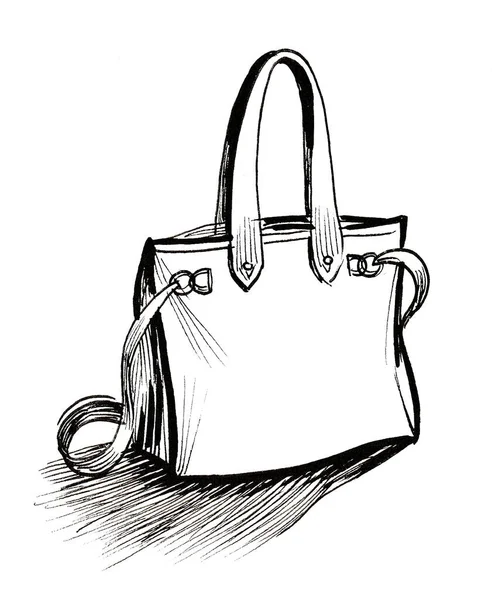 Bolsa Tocador Dibujo Blanco Negro Tinta — Foto de Stock