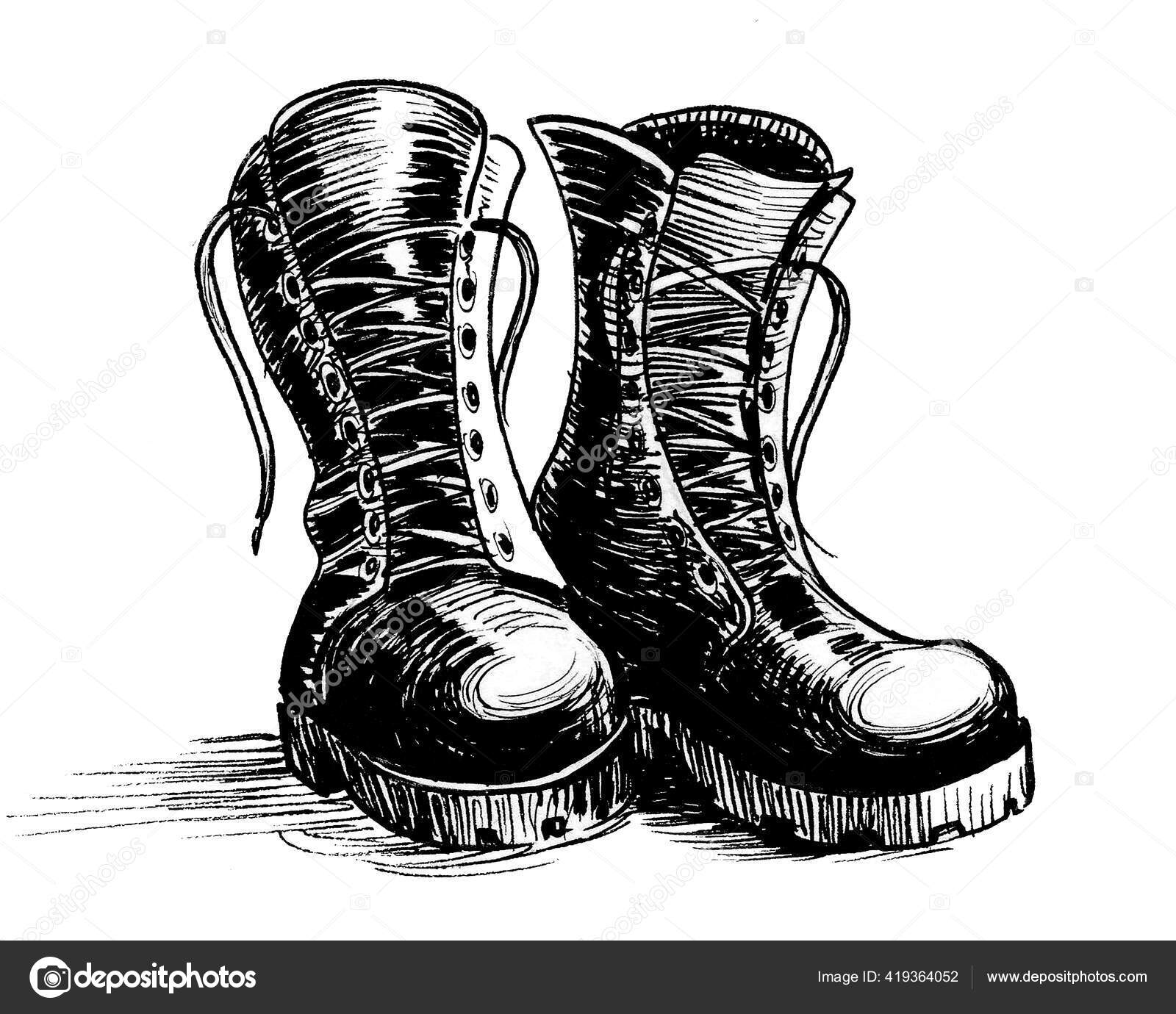 Cowboy Boot Ink Drawing