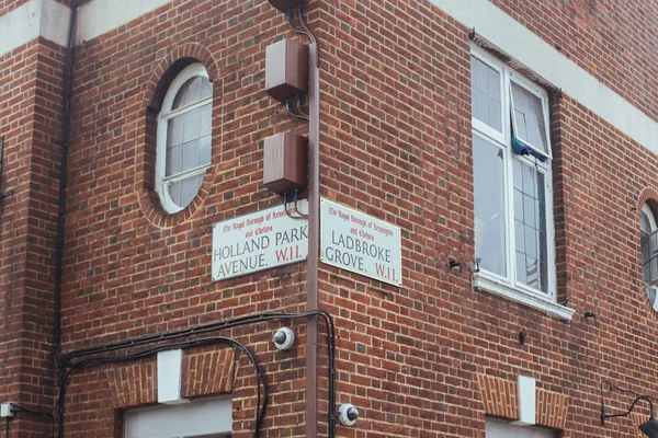 London March 2018 Street Name Signs Holland Park Avenue Which — Stock Photo, Image