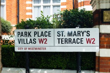 Park Place Villas ve St Marys Terrace isim işareti, Londra