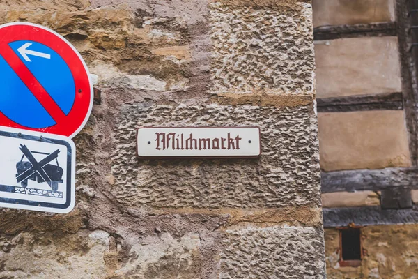 Milchmarkt Germe Milk Market Rothenburg Der Tauber Allemagne Panneau Nom — Photo