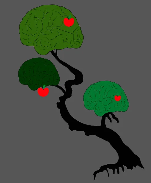 illustration of a tree with brian as foliage and apple fruit