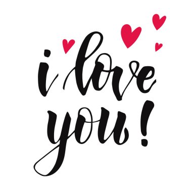 Sevimli harfler ı Love You kırmızı kalpler dekore