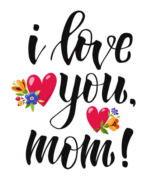 Poster mit Schriftzug i love you, mom — Stockvektor