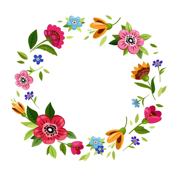 Moldura de flor redonda para convite, design de t-shirt —  Vetores de Stock