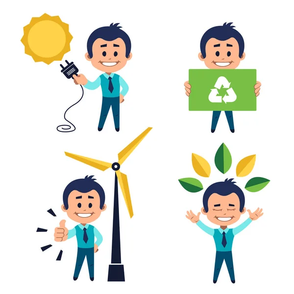 Environmental protection concept. Eco characters — Stock Vector