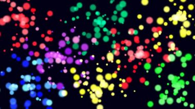Ekrandan fışkıran renkli ışık noktalarının canlandırması