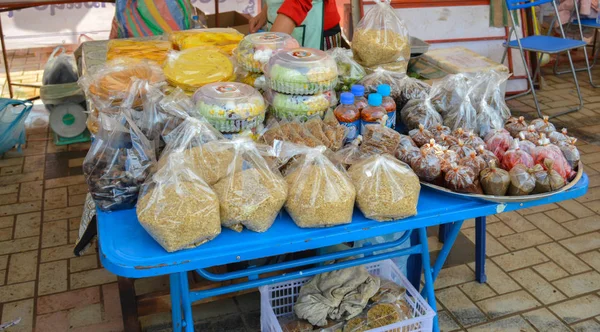 Liten grönsaksmarknad i Vientiane Laos — Stockfoto