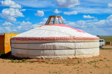 Round Tent-like Mongolian Family Home Called A Ger clipart
