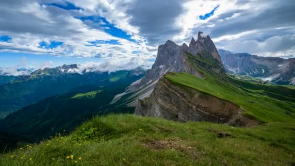 Zaman Atlamalı Seceda Dağı Dolomites Talya — Stok video