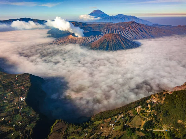 Vulcão Bromo Nascer Sol Parque Nacional Tengger Semeru Java Oriental — Fotografia de Stock