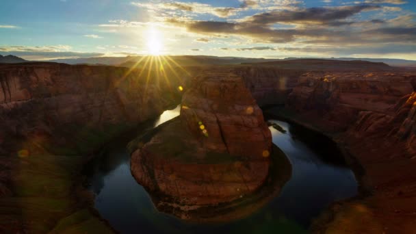 Уповільнена Зйомка Підкова Bend Захід Сонця Арізона Сша — стокове відео