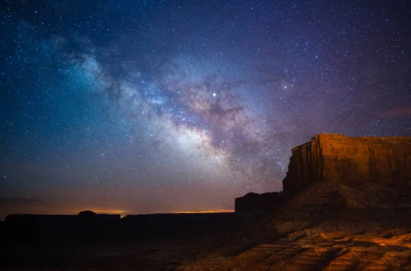 stock image Milky Way above Monument Valley, Utah, USA
