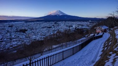 4k Timelapse Mt.Fuji gün doğumunda, kış sezonu, Japonya