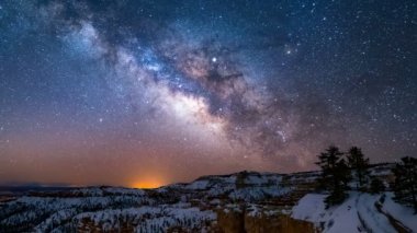 Bryce Kanyonu üzerinde Mliky şekilde 4k Panning Timelapse, Utah, Amerika Birleşik Devletleri