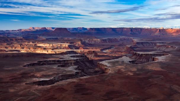 Timelapse Airview Green River Overlook Canyonlands National Park Moab Utah — стоковое видео