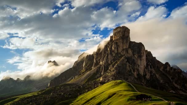 Time Lapse Van Giau Pass Bij Zonsondergang Belluno Dolomieten Italië — Stockvideo