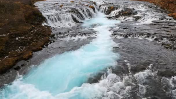 Cascada Bruarfoss Verano Reikiavik Islandia — Vídeo de stock