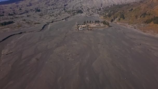 Avión Tripulado Vista Aérea Volando Volcán Bromo Java Oriental Indonesia — Vídeos de Stock