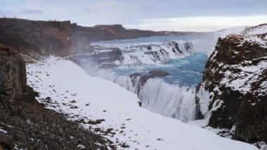 Kışın Gullfoss Şelalesi, İzlanda