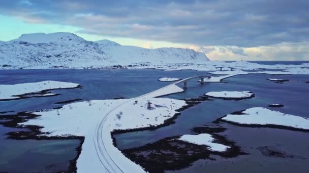 Vista Aérea Puentes Las Islas Lofoten Noruega — Vídeo de stock