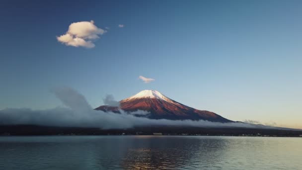 Góra Fuji Wschodzie Słońca Yamanaka Lake Japonia — Wideo stockowe