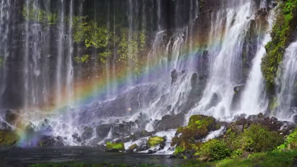Cascada Shiraito Con Arco Iris Otoño Japón — Vídeo de stock
