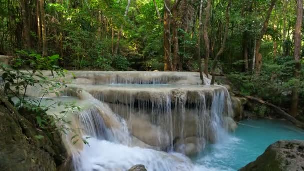 Erawan Wasserfall Kanchanaburi Thailand — Stockvideo