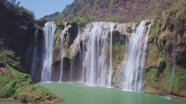 Letecký Pohled Drone Letu Nad Jiulong Vodopádu Luoping Yunnan Čína — Stock video