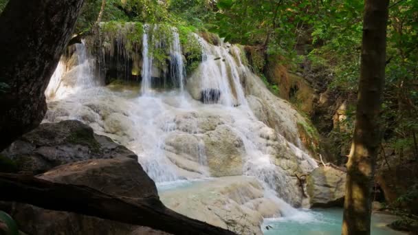 Водопад Эраван Канчанабури Таиланд — стоковое видео