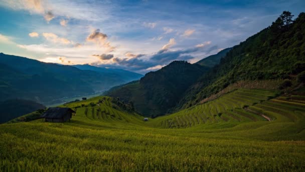 Timelapse Sunrise Terraced Rice Fields Cang Chai Yen Bai Vietnam — Vídeos de Stock